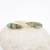 Beautiful Copper Amazonite Drop Earrings, Copper Amazonite 8x25mm Pear Gemstone 925 Silver Earrings, 18k Gold Plated Earrings, Gift Earrings
